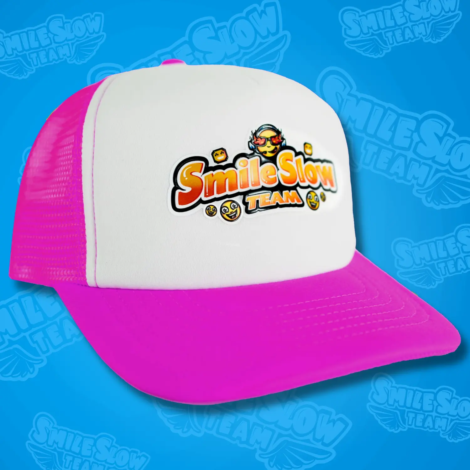 CZAPKA Z DASZKIEM SMILESLOW TEAM - RÓŻOWA - EMBLEMAT 3D